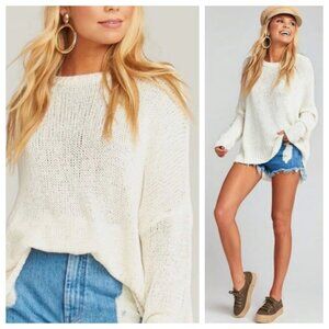 Show Me Your Mumu Anya Cream Off White Open Knit Oversized Sweater